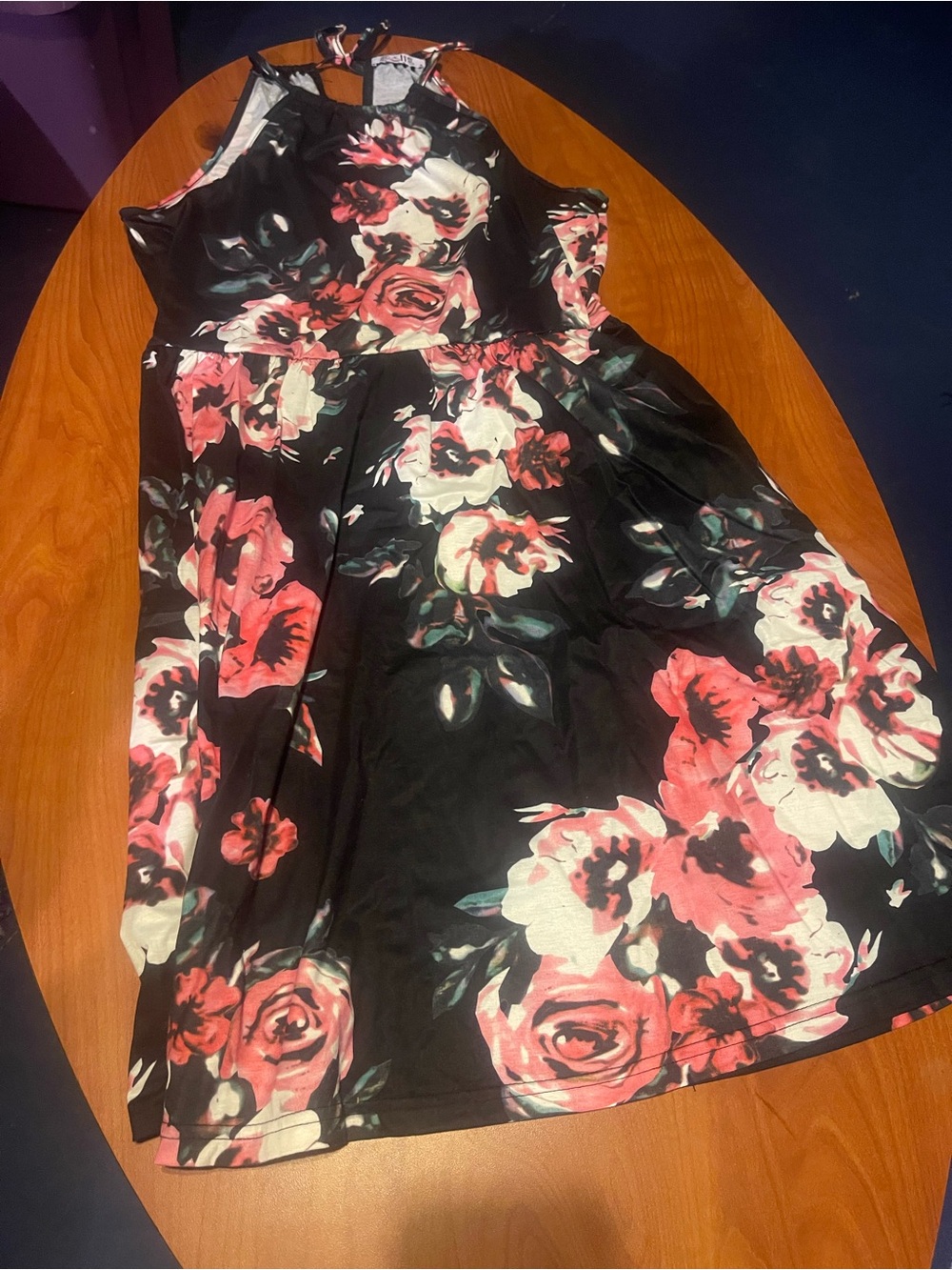 Lilly Pulitzer Black Mini Dress with Pink & Cream Floral Print